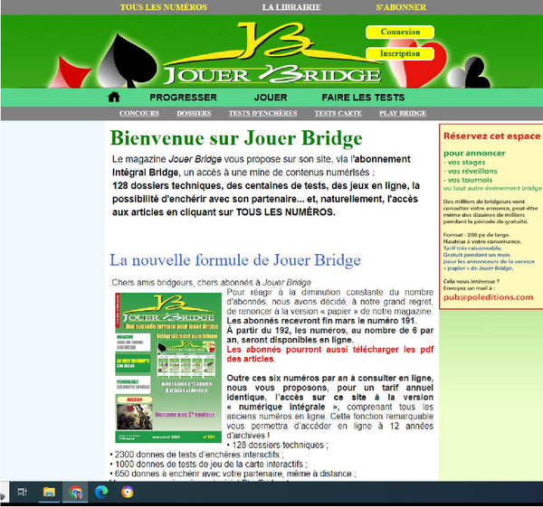 Accès gratuit numérique intégral Jouer Bridge jusqu'au 31 janvier 2024